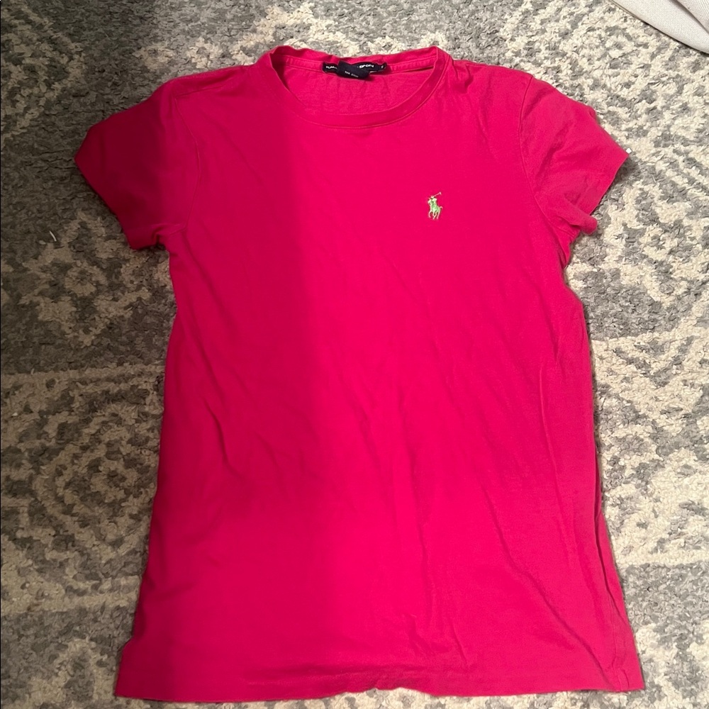 Ralph Lauren Bright pink Tee with Embroidered Logo